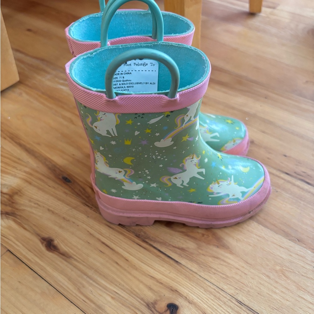 Unicorn Adventure Kids' Rain Boots - Pink & Green